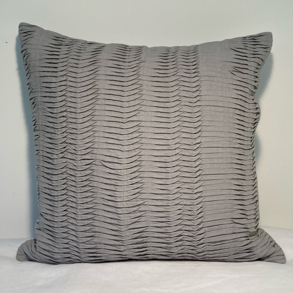 West elm decorative pillow pleated 20” grey cotton